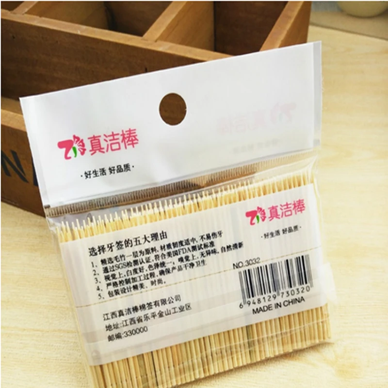 200 Упаковок Экологически Чистые Бамбуковые Зубочистки Одноразовые Деревянные