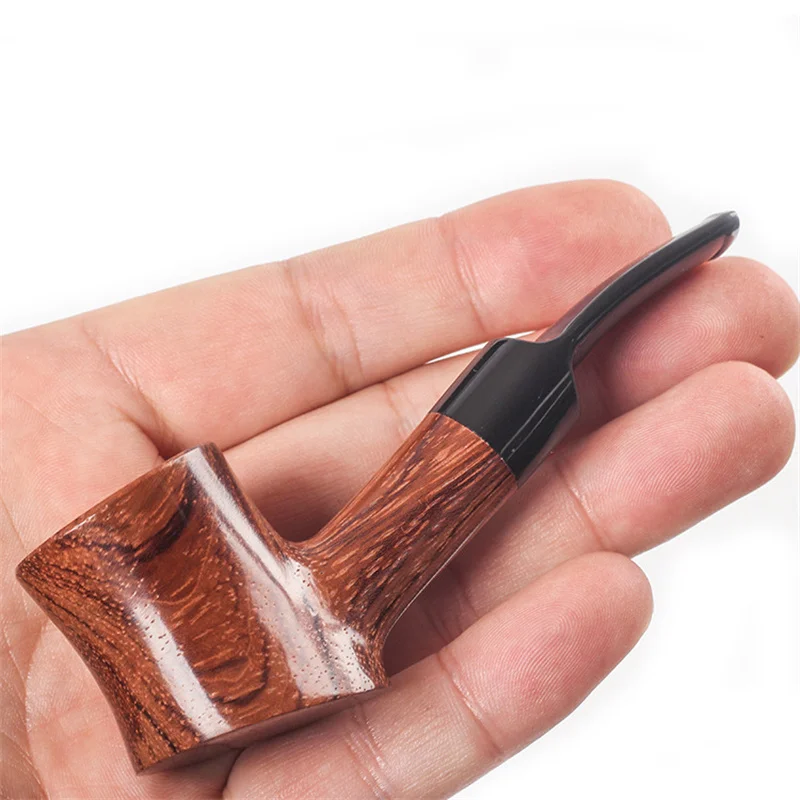 

Mini Rosewood 9mm Filter Flue Tobacco Pipe Retro Gentleman Bent Type Handle Handmade Smoking Pipe With Accessory Old Dad's Gift