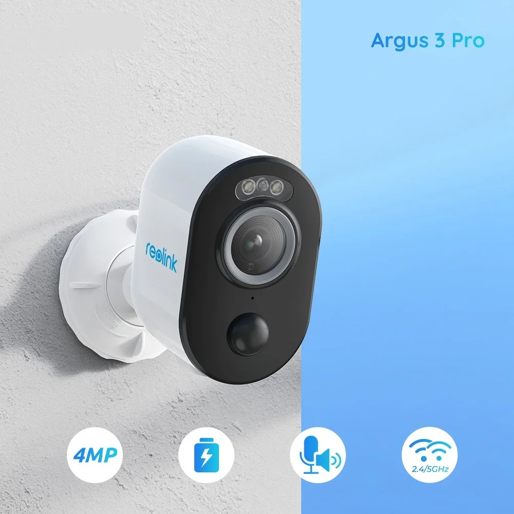 

Argus 3 Pro Battery outdoor Camera 2.4G/5Ghz WiFi Camera 4MP Human/Car Detection 2-way Audio Spotlight Smart Home Cam