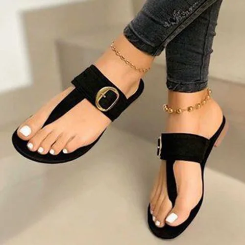 2022 Women Slippers Female Clip Feet New Clip Toe Flat Sandal Fashion Women's Sandals Comfortable Buckle Outdoor Beach Slipper