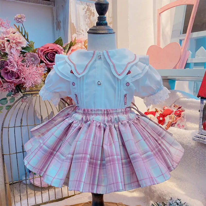 Girls Summer JK Uniform Suit Set Children Blazer Shirts Skirts Clothing Set Kids Party Dance Performance Costume