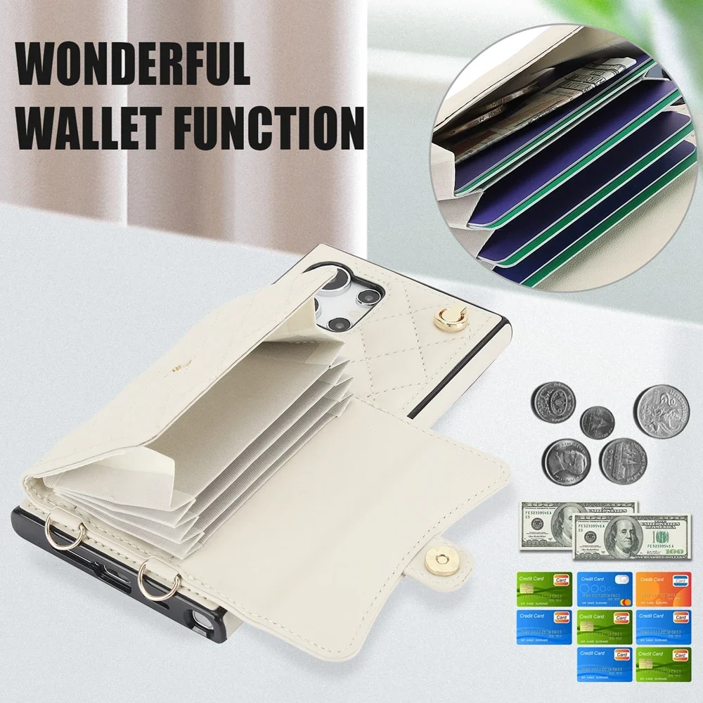 Кожаный чехол-кошелек для Samsung S24 23 Ultra S22 Plus S24U S23Plus S21 A13 A14 A52 A53 A54 Shell ремешок карт