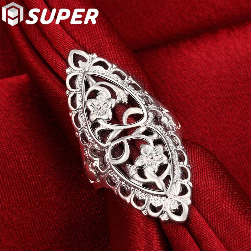 

DOTEFFIL 925 Sterling Silver Hollow Carved Ring For Woman Man Fashion Wedding Engagement Party Gift Charm Jewelry