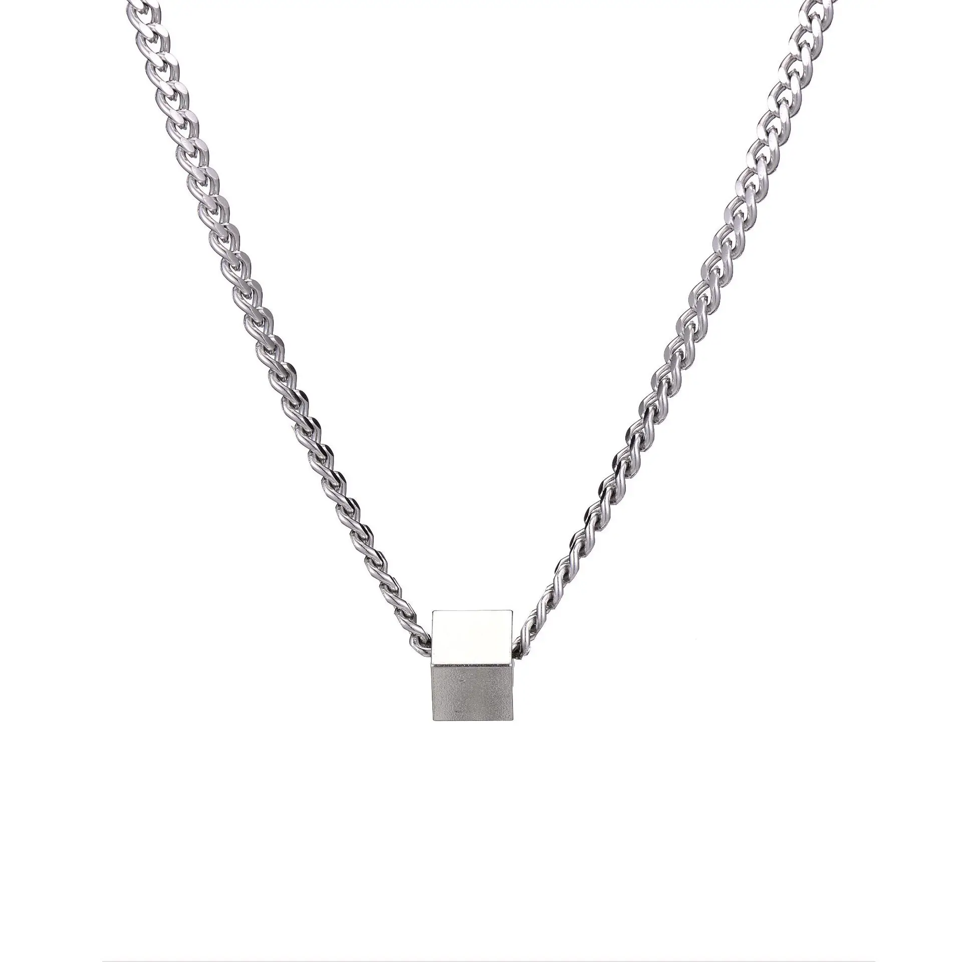 

Fashion Trendy Block Gothic Choker Stainless Steel Necklace Men Hip Hop Personalized Valentines Pendant Necklaces Jewelry
