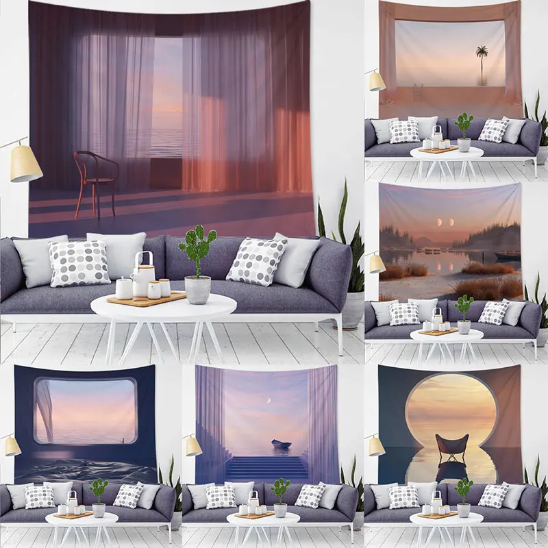 

Северный красивый пейзаж, украшение, балкон, комната, солнечные Луны, tapisserie serviette de plage Tapiz Moda