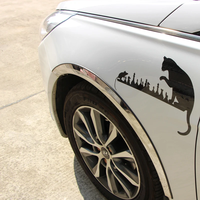 Автомобильная наклейка шахматы кошка мышь художественные животные мультяшный