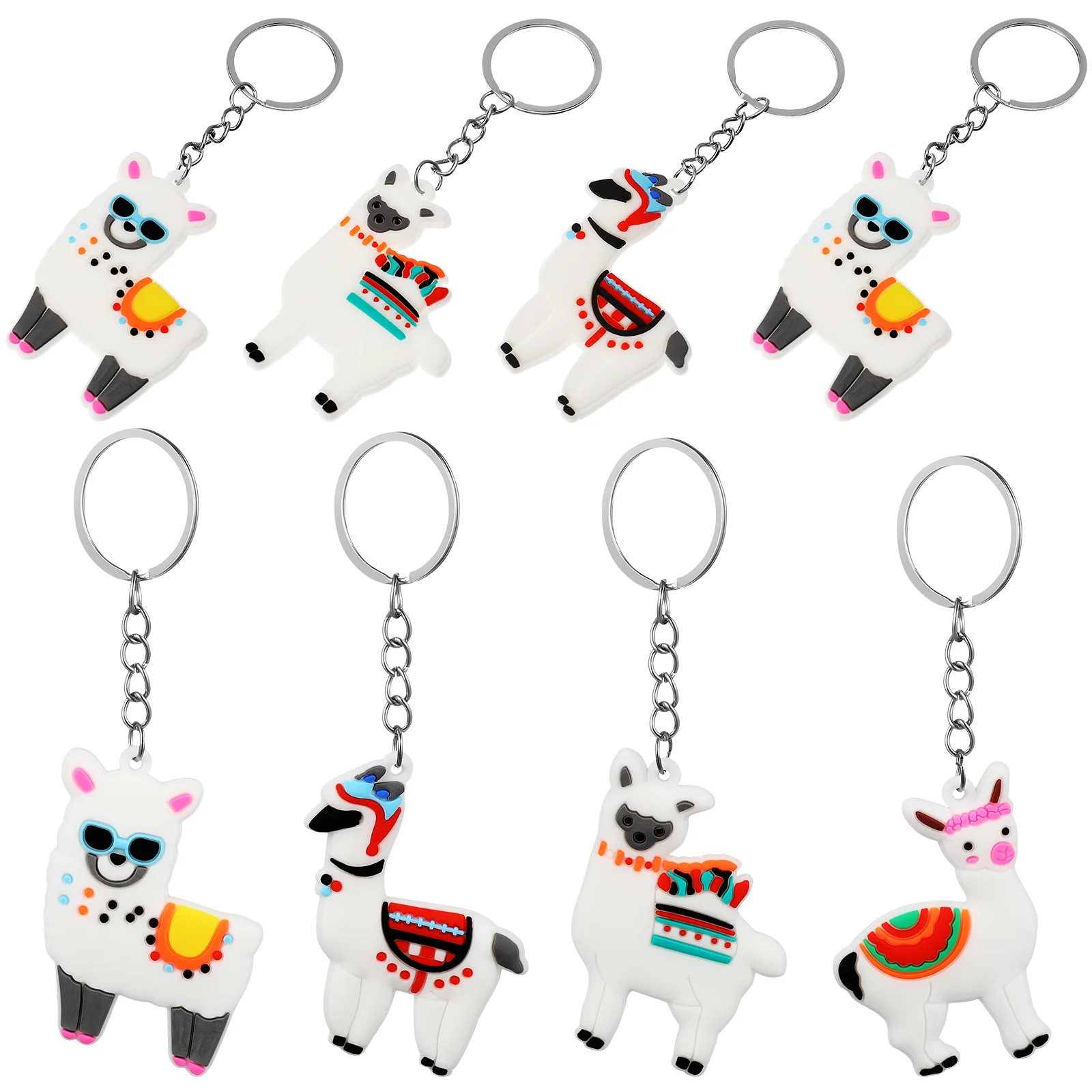 

12 Pcs Key Rings Cartoon Alpaca Keychains Hanging Animal Pendants Creative Keychains Decors Gifts (Mixed Style)