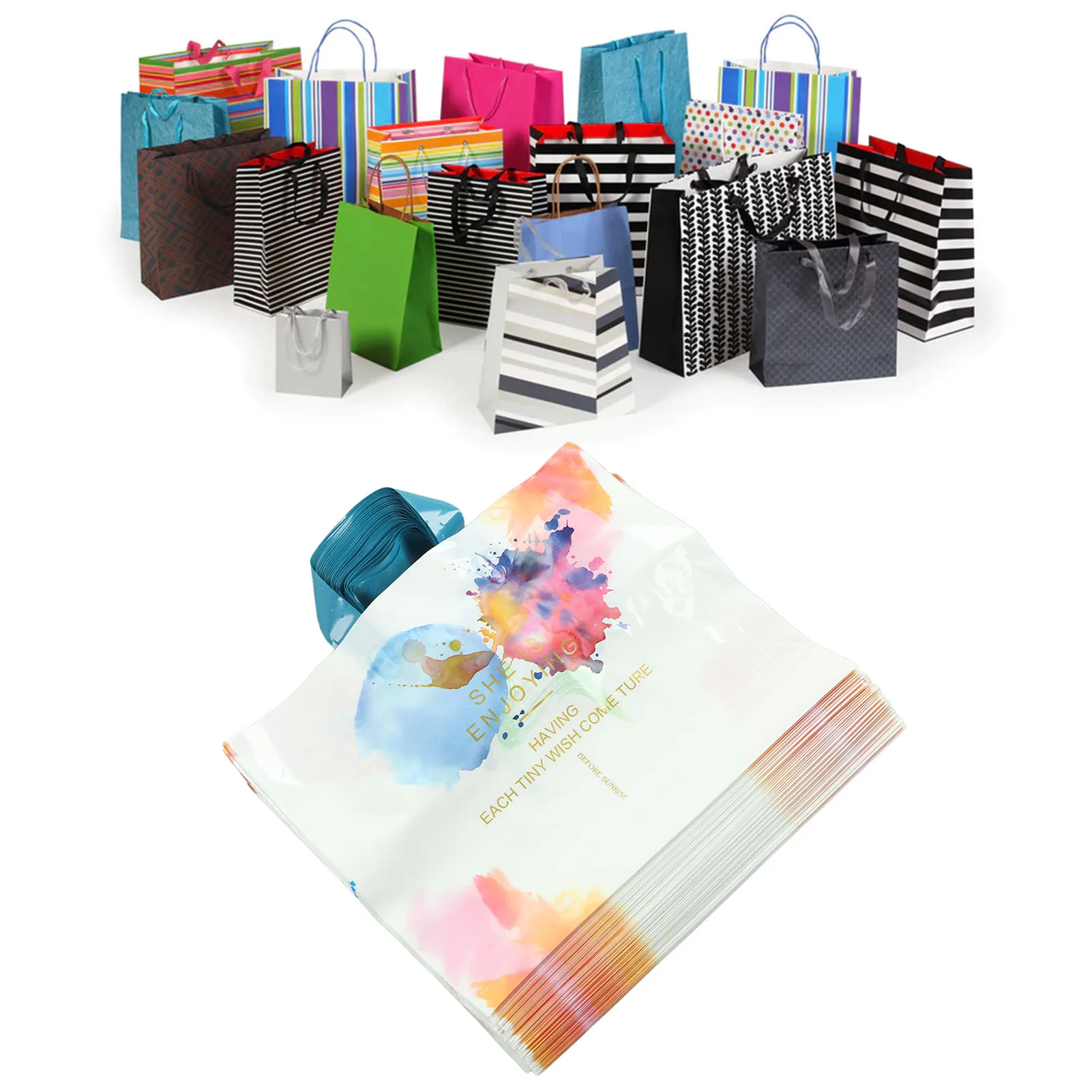 

50Pcs Boutique Gift Packaging Bag Gift Bags Boys Girls Clothing Store Bags With Handles Party Favor Bags Gift Candy Treat Bag