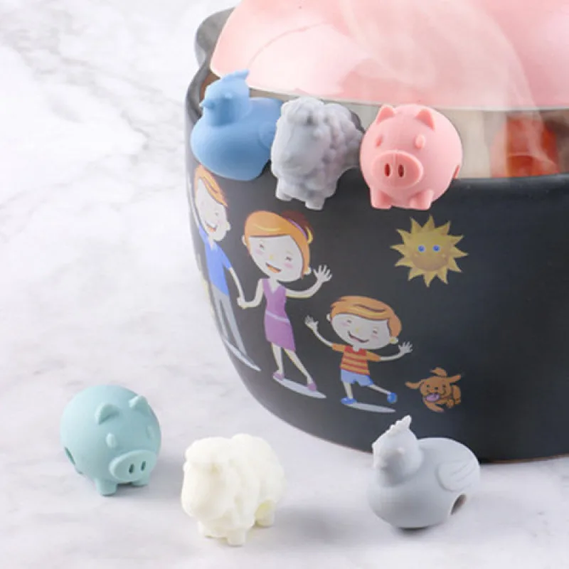 

Cute Cartoon Silicone Pot Holder Pot Lid Holder Clips Kitchen Cooking Prevent Overflow Tool Kitchen Accessories
