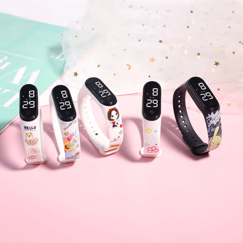 Часы детские электронные светодиодные крутые Мультяшные водонепроницаемые с