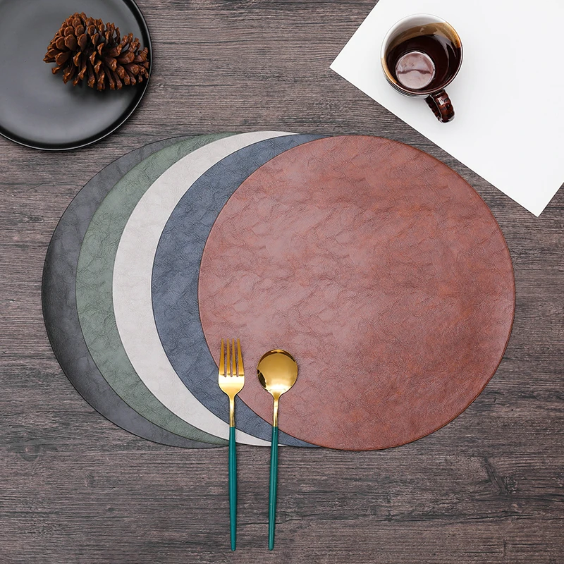 

Круглая подстилка из ПВХ и кожи, коврик для стола, термостатический изоляционный коврик, домашний коврик для чаши, подставка, кофейный коври...
