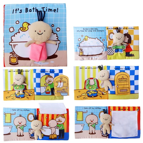 Книга Монтессори тканевая для детей, Обучающие куклы для купания, интерактивные игрушки для родителей и детей, обучающая детская книга