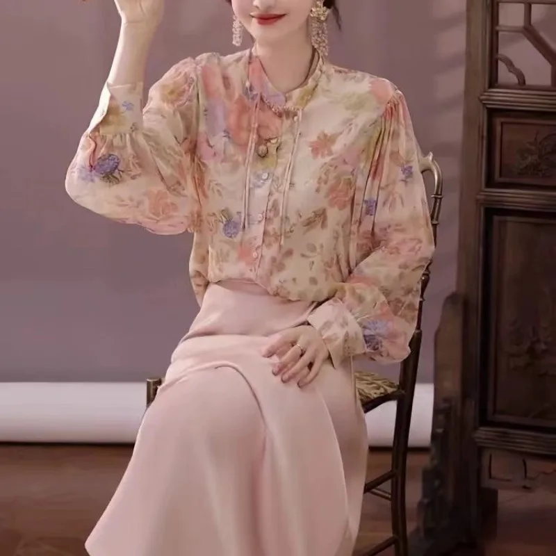 Женская Весенняя рубашка с принтом в китайском стиле тонкая модная однобортная