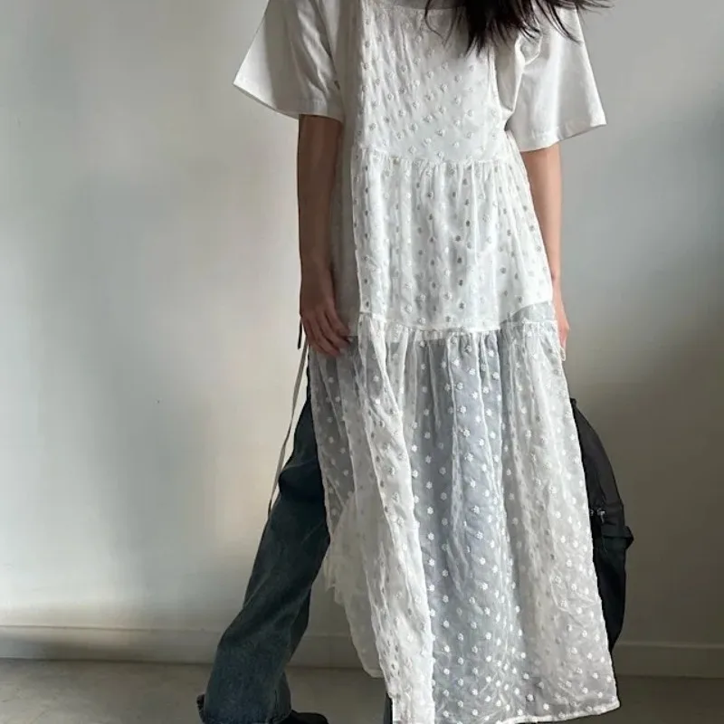 Neploe 2024 весеннее новое прозрачное сетчатое платье для женщин платья-бретельки со