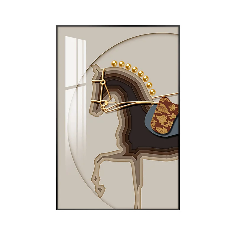 

Light luxury horse porch decoration painting, three-dimensional abstract, high-end corridor mural, staircase, corridor hanging p