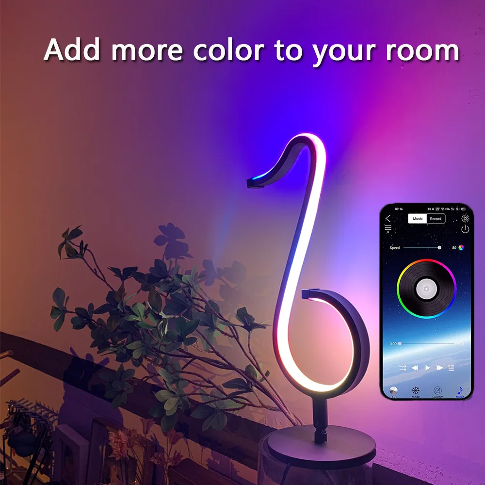 

Modern RGB Symphony Desk Lamp Note Creative Night Light Bedside Wall Lamp Bedroom Decoration Table Lamp Holiday Gift