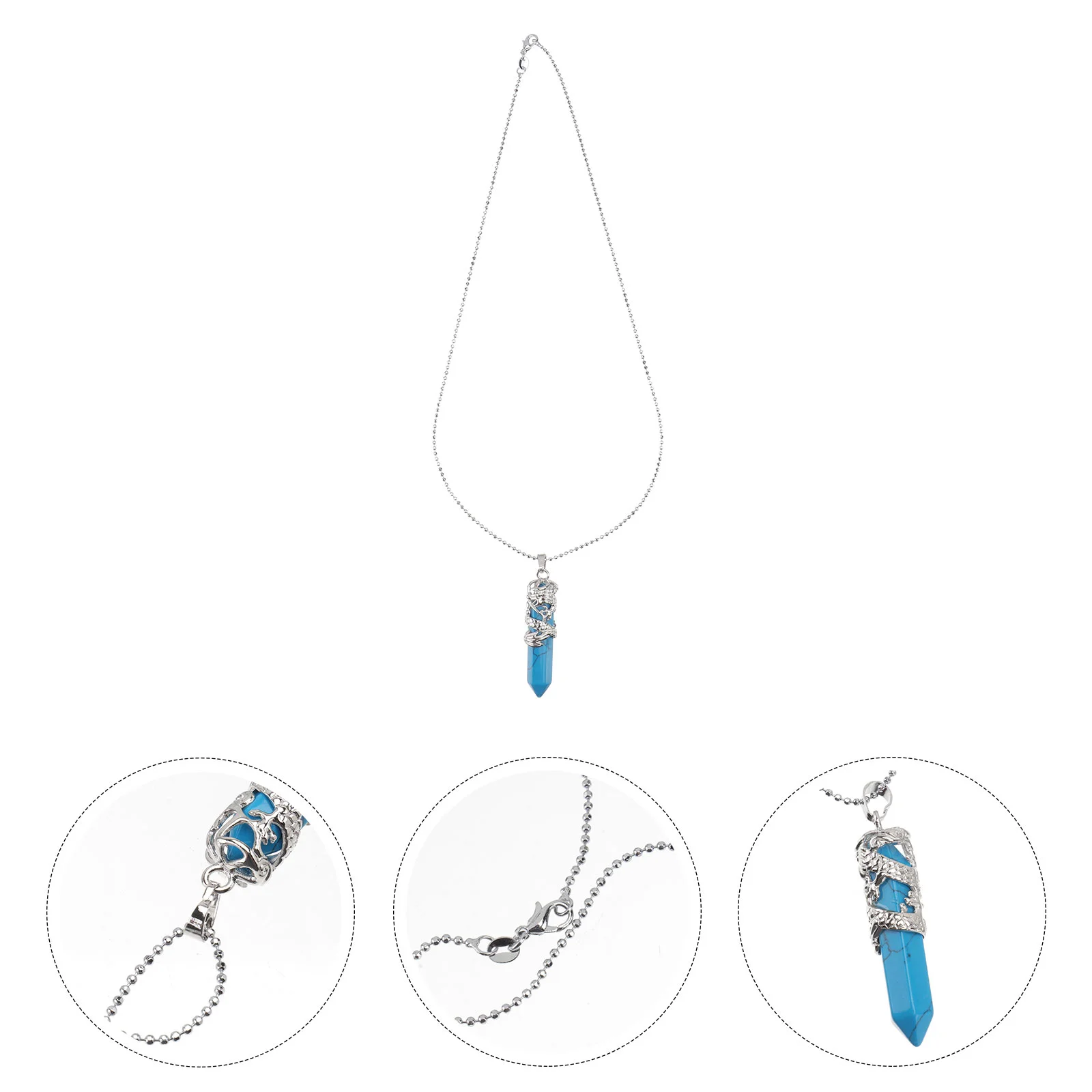 

1PC Delicate Pendant Neck Chain Dragon Totem Natural Stone Pendant Necklace
