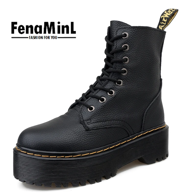 

Large Size Women Height Increasing Martin Boots Outdoor Jad Office Lady Fashion Genuine Leather Boot Luxury Designers Heels Boot