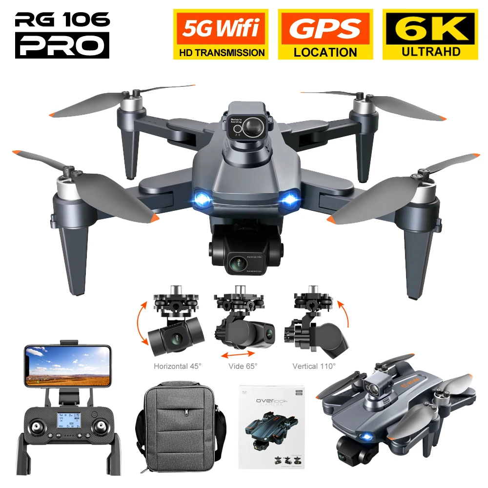 

Keuhz 2022 RG106 Drone 6K Dual Camera Profesional GPS Drones With 3 Axis Brushless Rc Helicopter 5G WiFi Fpv Quadcopter Toy