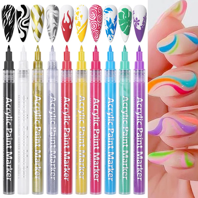 

Nail Art Drawing Graffiti Pen Waterproof Painting Liner Brush DIY 3D Abstract Lines Fine Details Flower Pattern Manicure Tools