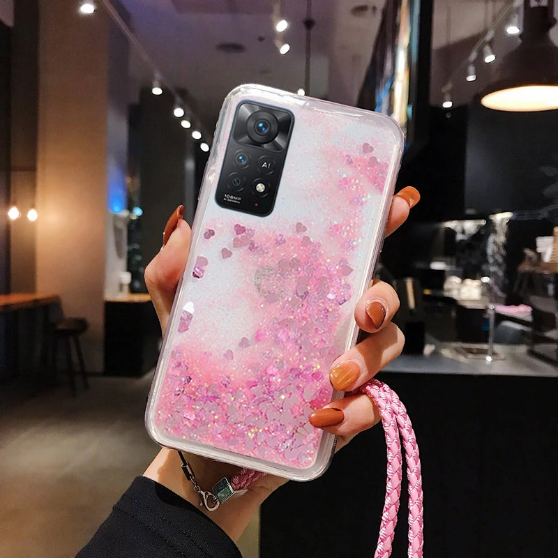 Фото Чехол из жидкого силикона с блестками для Xiaomi Redmi Note 12 11 11S 10 10S 9 9S 8 8T 7 6 5 Pro 4G №1