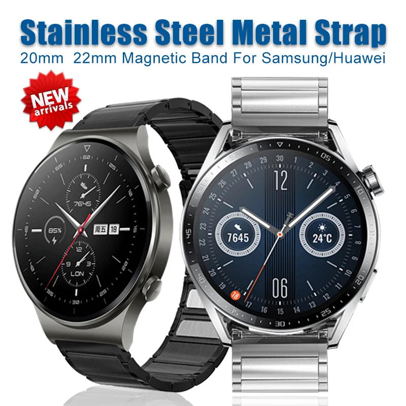 

Роскошный деловой ремешок для Huawei GT2 GT3 20 мм 22 мм ремешок для Galaxy Watch 4 40 44 мм Классический 42 46 мм браслет из нержавеющей стали