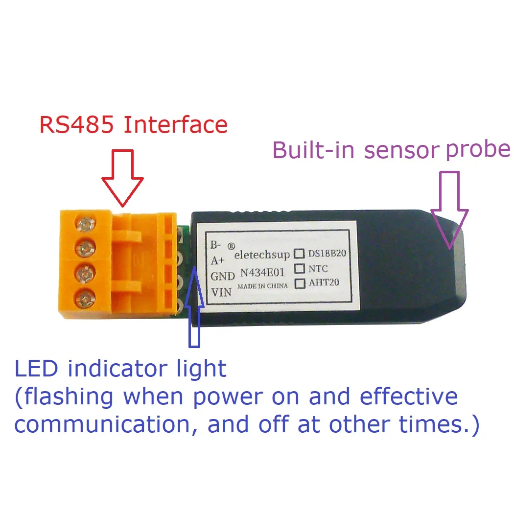 Встроенный датчик температуры и влажности DS18B20/NTC/AHT20 RS485 2 шт. Modbus RTU ПЛК сенсорная