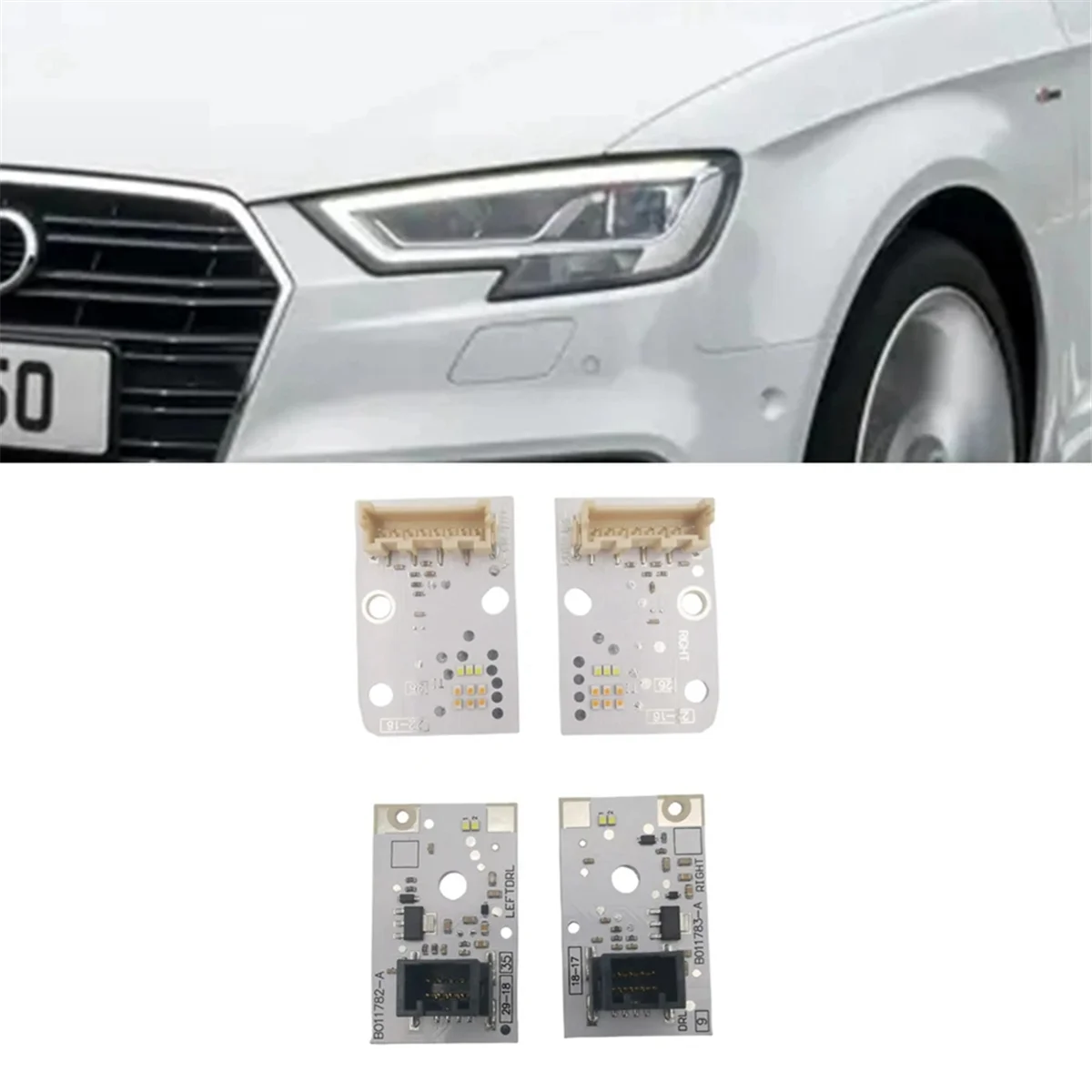 Белые детали DRL для AUDI A3 2017-2019 дневные ходовые огни белые светодиодные платы левая