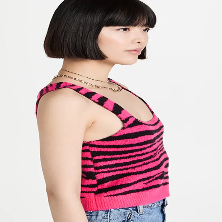 Женский свитер 2022 вязаная майка укороченный топ с леопардовым принтом жилет