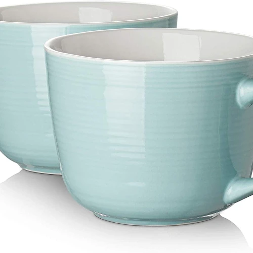 

Coffee Mug, Ceramic Soup Mugs with Handles, 17 Oz Wide Large Coffee Mugs Set of 2, Mug for Latte, Cappuccino, Tea, Green Coffee