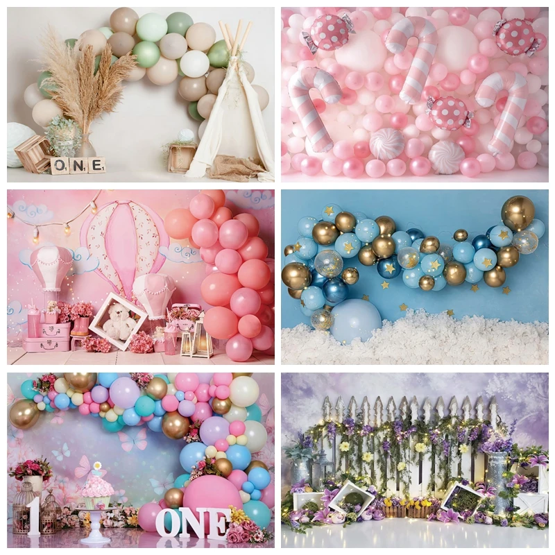 

Newborn Baby Birthday Backdrop Girl Boy Balloon Tent Flower Room Party Decor Photography Background Photocall Photo Studio Shoot
