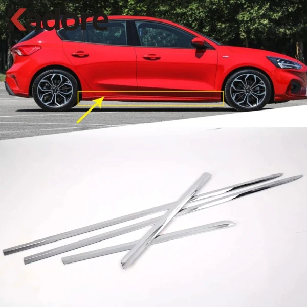 

For Ford Focus 2019 2020 2021 2022 ABS Chrome Side Door Body Molding Trim Door Panel Streamer Garnish Strip Car Accessories