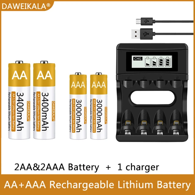 

100% Original AA/AAA Battery 1.5V Rechargeable Polymer Lithium-ion Battery 1.5V AA/AAA Battery with USB charger AA battery
