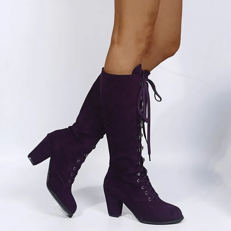 

Women's Rubber Boots Round Toe Shoes Lace Up Clogs Platform Sexy Thigh High Heels High Sexy Rain Rock Summer Stiletto Over-the-K