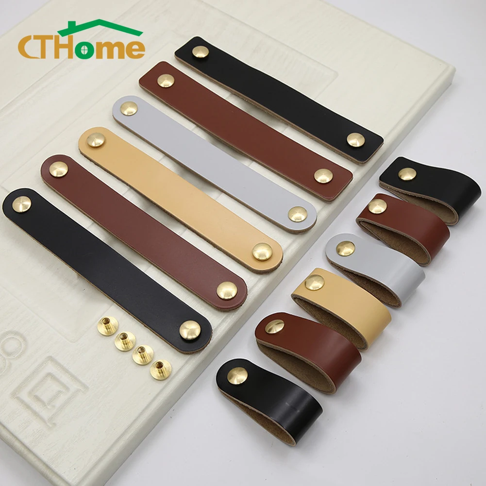 

Leather Handles Nordic Cabinet Pulls Multiple Colour Wardrobe Cupboard Drawer Door Knobs Cortex Furniture Handle 96mm/128mm
