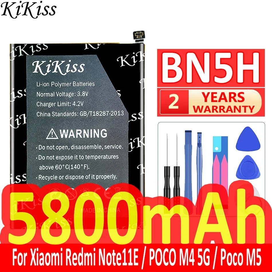 

5800mAh KiKiss Powerful Battery BN5H For Xiaomi Redmi Note11E Note 11E/POCO M4 5G/M5