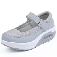 female hook loop air cushion platform flats shoes nurse workout comfy soft shoes ladies casual white duty off walking sneakers