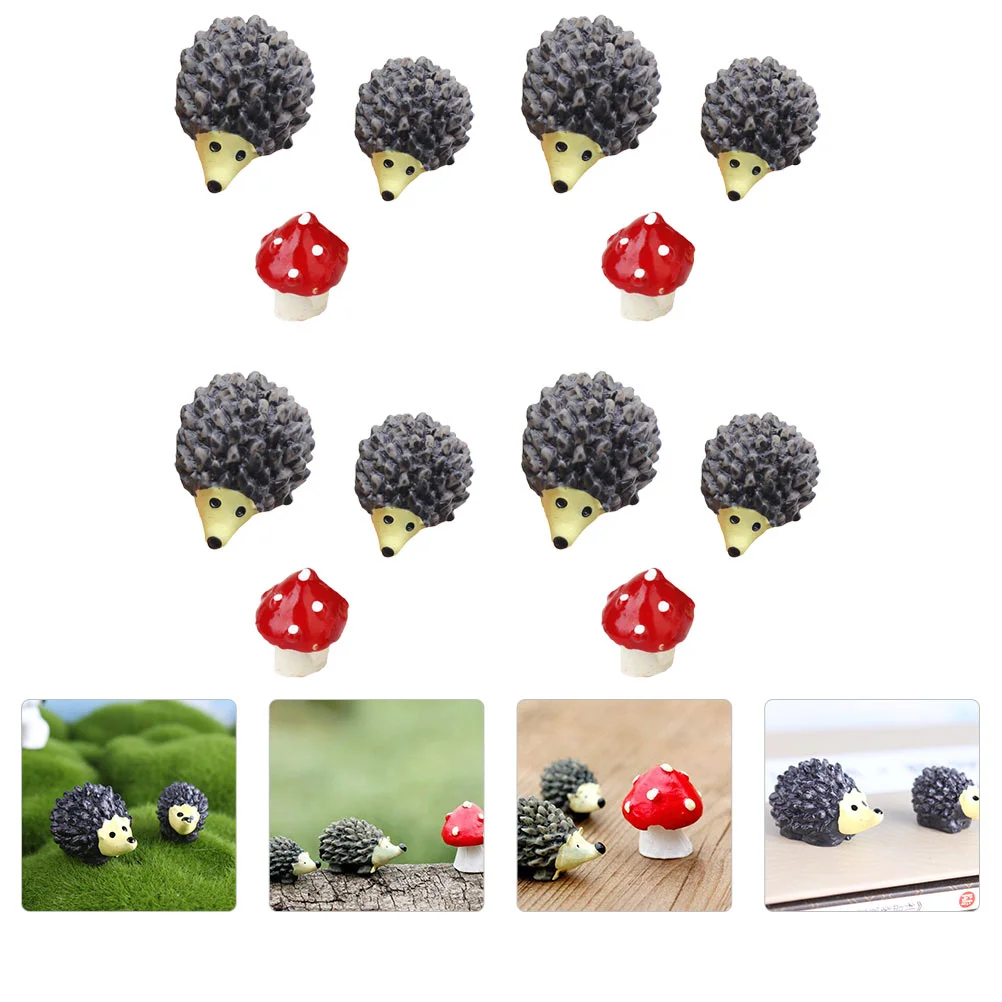 

12pcs Kids Toys Hedgehog Figurine Statue Miniature Garden Fairy Ornament
