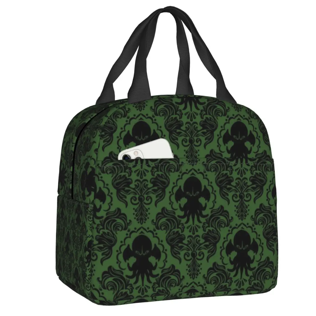 

Cthulhu большая Дамасская изолированная сумка для ланча для женщин Lovecraft Mythos Monster переносной термоохладитель коробка для ланча
