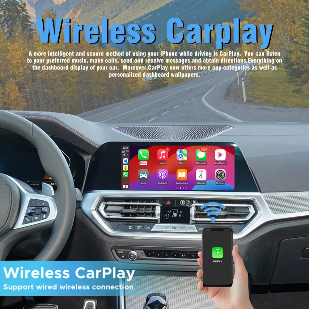 Фото Беспроводной адаптер CarPlay Android Auto iDrive 7 для BMW 4 серии G22 G23 G26 2020-2024, подходит для 420i 430i M440i 420d 430d M440d 430e №3