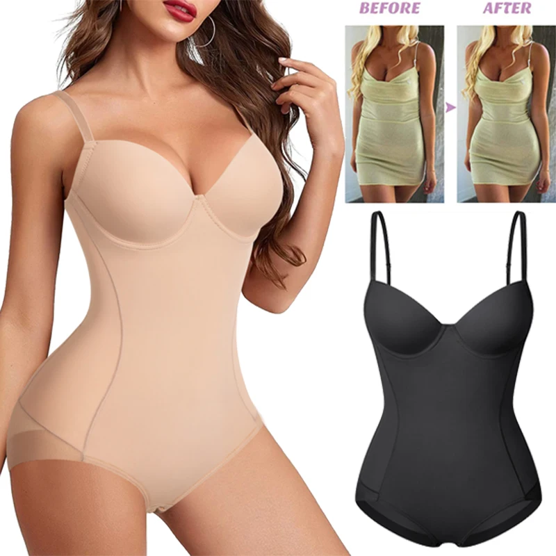 

Underwear Dress Slimming Bodysuit Tummy Backless Bra Tops Women Trainer Control Shapewear Built-in With For Shaper Body Waist