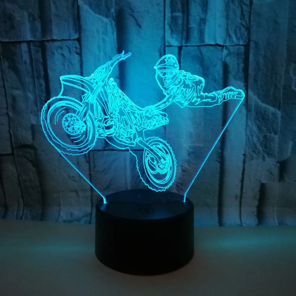 

Special Effects Motorcycle 3d Night Light Ride Bike Novel Creative 3d Table Lamp Christmas Gift Children's Toys Led Nightlight