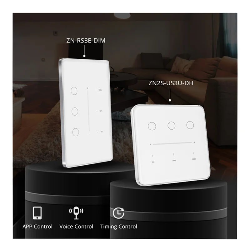 Фото Luckshopping Tuya Zigbee 3-бандовый диммер, переключатель света Tuya/Smart Life, приложение, дистанционное управление, стандартный переключатель США, ЕС, управление процентом №3