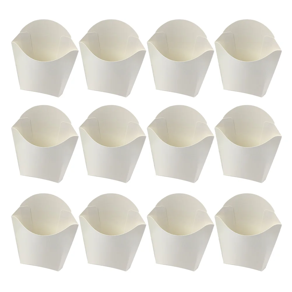 

French Cups Fry Fries Snack Holders Containers Cup Holder One Time Paper Charcuterie Popcornbox White Stackable Fried Packaging