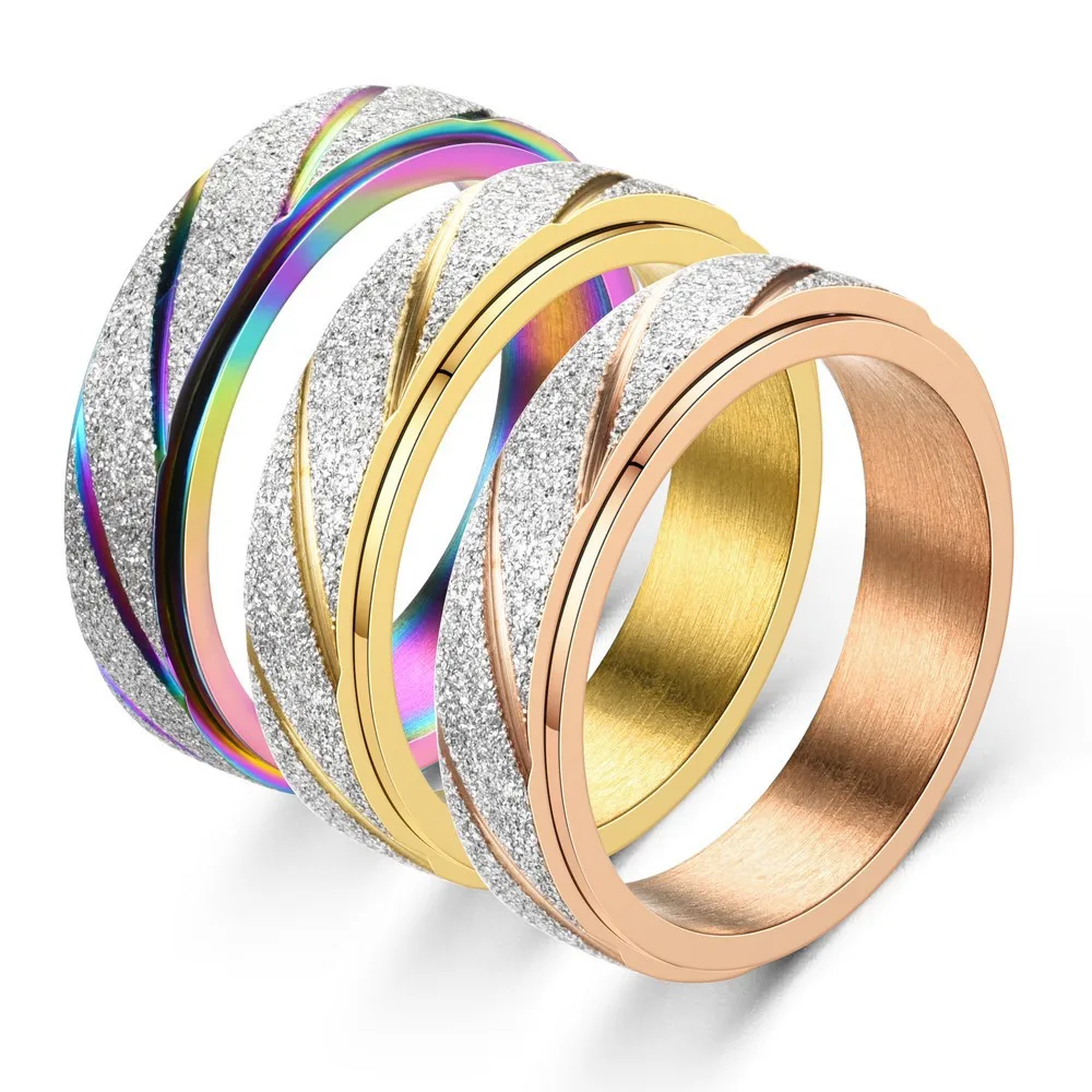 

Rotatable Frosted Ring Woman Rings for Men Jewelry for Women 2021 Set of Rings Emo Cute Gift Women's Men's Couple Trend Teens