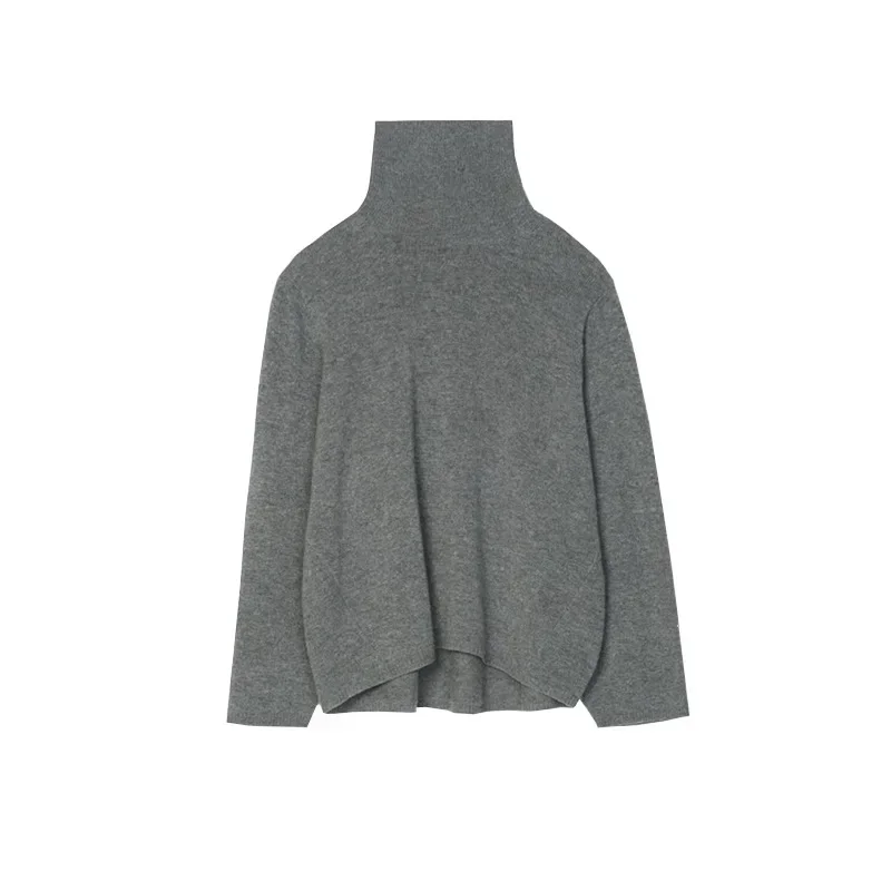 Женский пуловер из смеси кашемира с высоким воротником