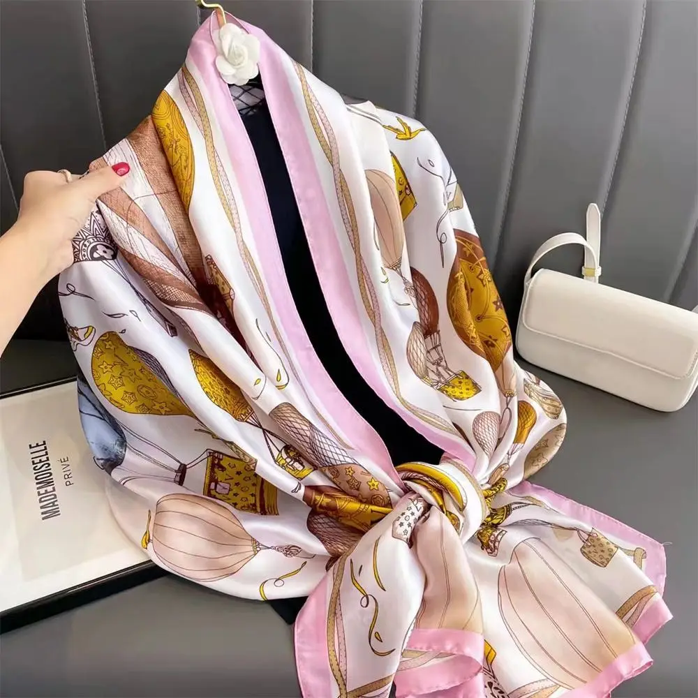 Женский Шелковый Шарф Зимний Дизайн Накидка С Принтом Пляжная Шаль Гладкий