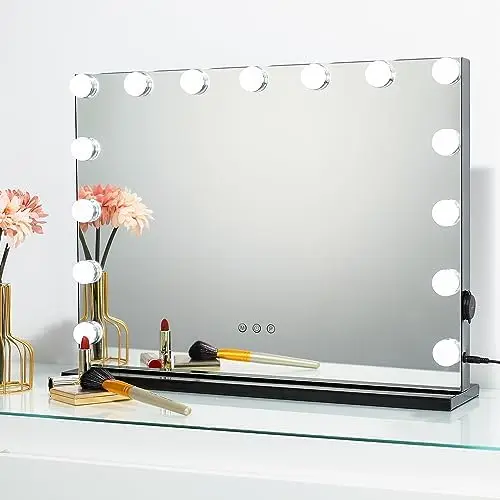 

Mirror Makeup Mirror with Lights, Vanity Makeup Mirror with LED Lights for Dressing Room & Bedroom, W22.8xH17.5in.