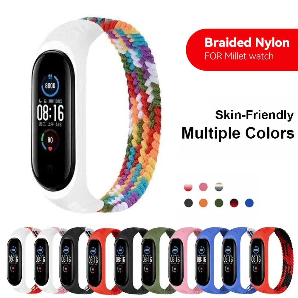 Нейлоновая плетеная соло-петля для Xiaomi Mi band 5 6 ремешок браслета 3 Miband 4 браслет xiaomi