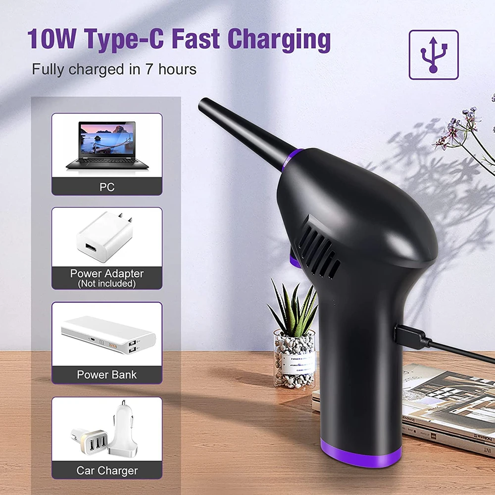 

Cordless Compressed Air Spray Gun Duster Cleaner Handheld Electric Blower PC Cleaning For Computer Keyboard Home Car Pet Garden